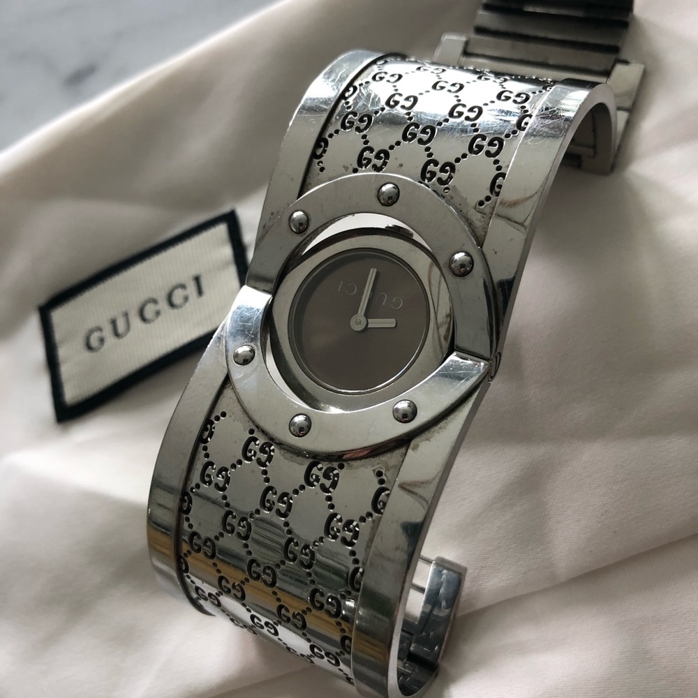 ** Authentic ** Gucci Silver Monogram Watch - image 4